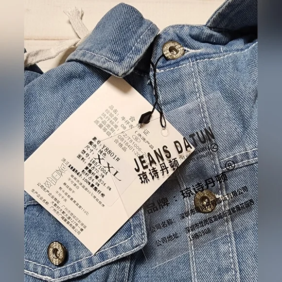 NWT Streetwear Hooded Distressed Denim Jacket with Patches - Size XXL - Picture 7 of 10